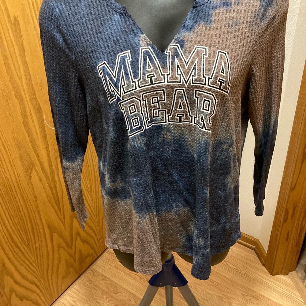 Torrid Blue Tie-Dye 'Mama Bear' Long Sleeve Top